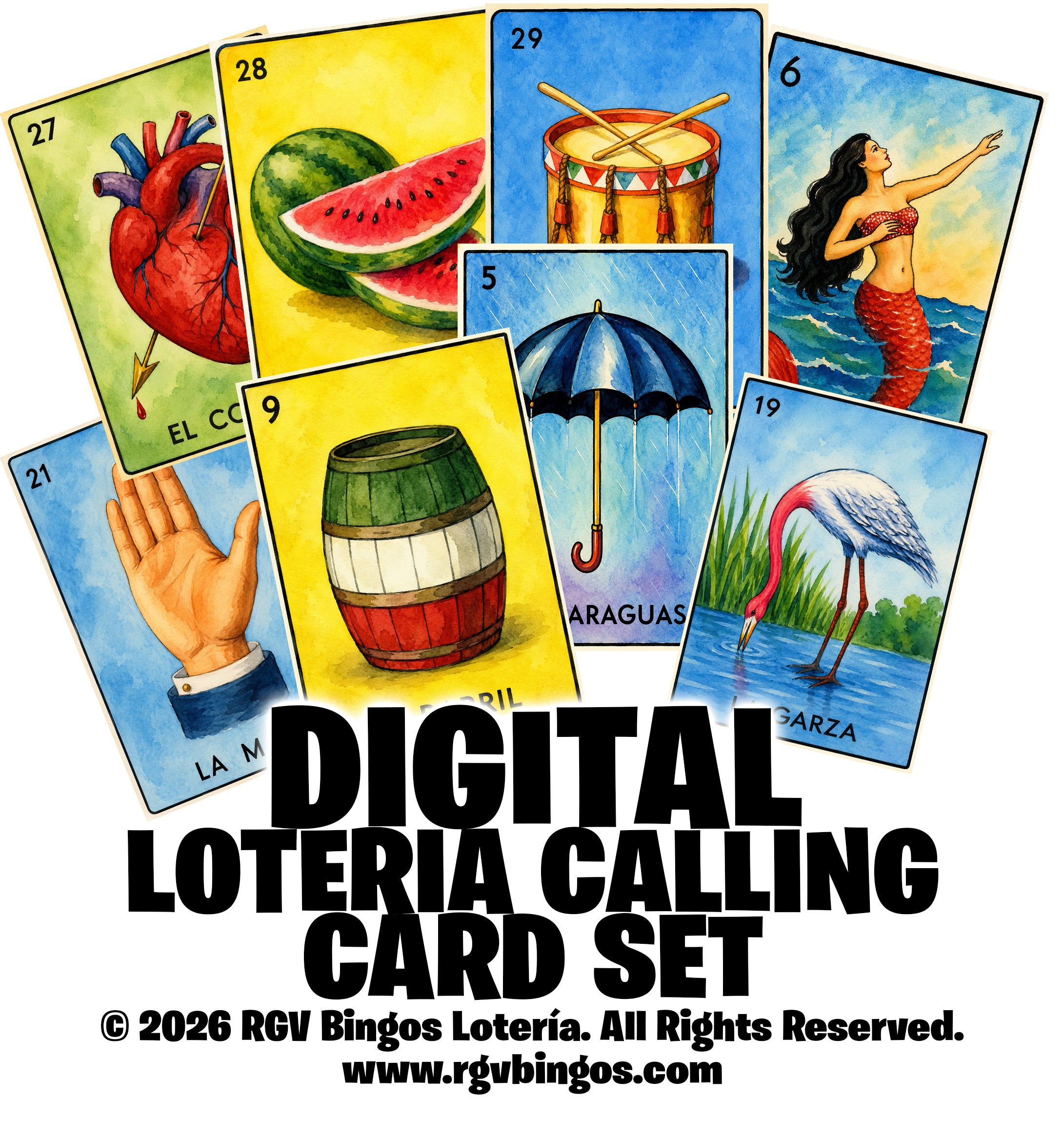 DIGITAL Calling Card Deck coordinates perfectly with our modern Lotería playing cards. (2 file sizes)