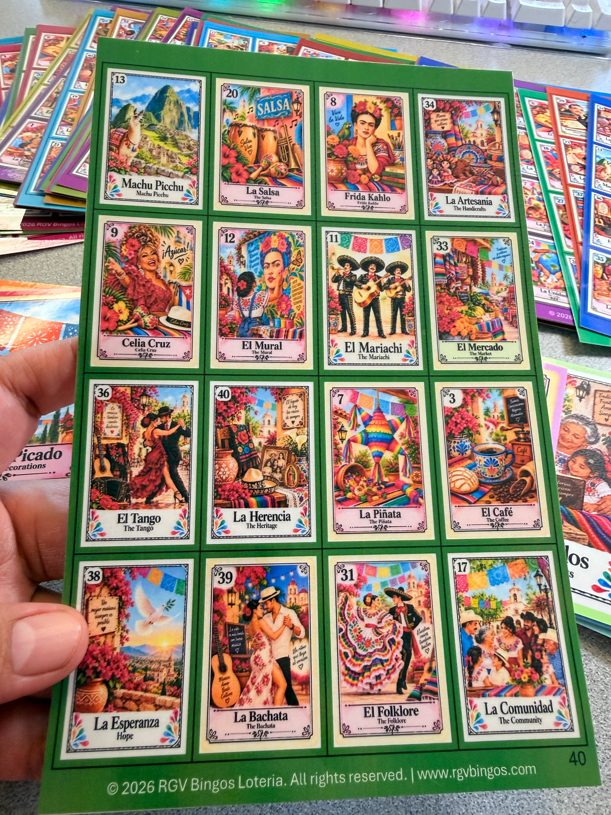 Custom Loteria Game-Printed, Laminated, cut and ready to play! Approximate size 5x7