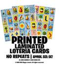 Printed & Laminated Loteria Cards Approximate size 5x7 Inches NO Repeats