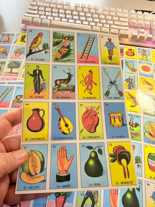 200 Printable Mexican Loteria Cards 4linesX4lines All Different Cards, No Repeats! Todas Diferentes! DIGITAL FILE