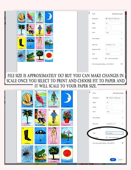 200 Loteria Cards, All Different, No Repeats (Digital File) 5LINES X 5 LINES