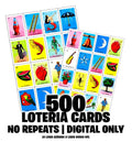 500 Printable Loteria Cards 4x4 All Different Cards, No Repeats! Todas Diferentes! DIGITAL FILE